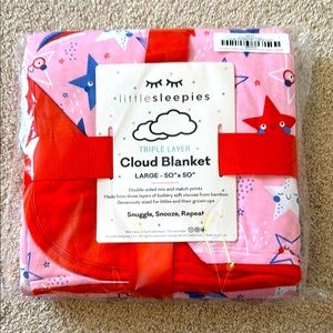 Little Sleepies Pink Stars & Stripes Cloud Blanket
